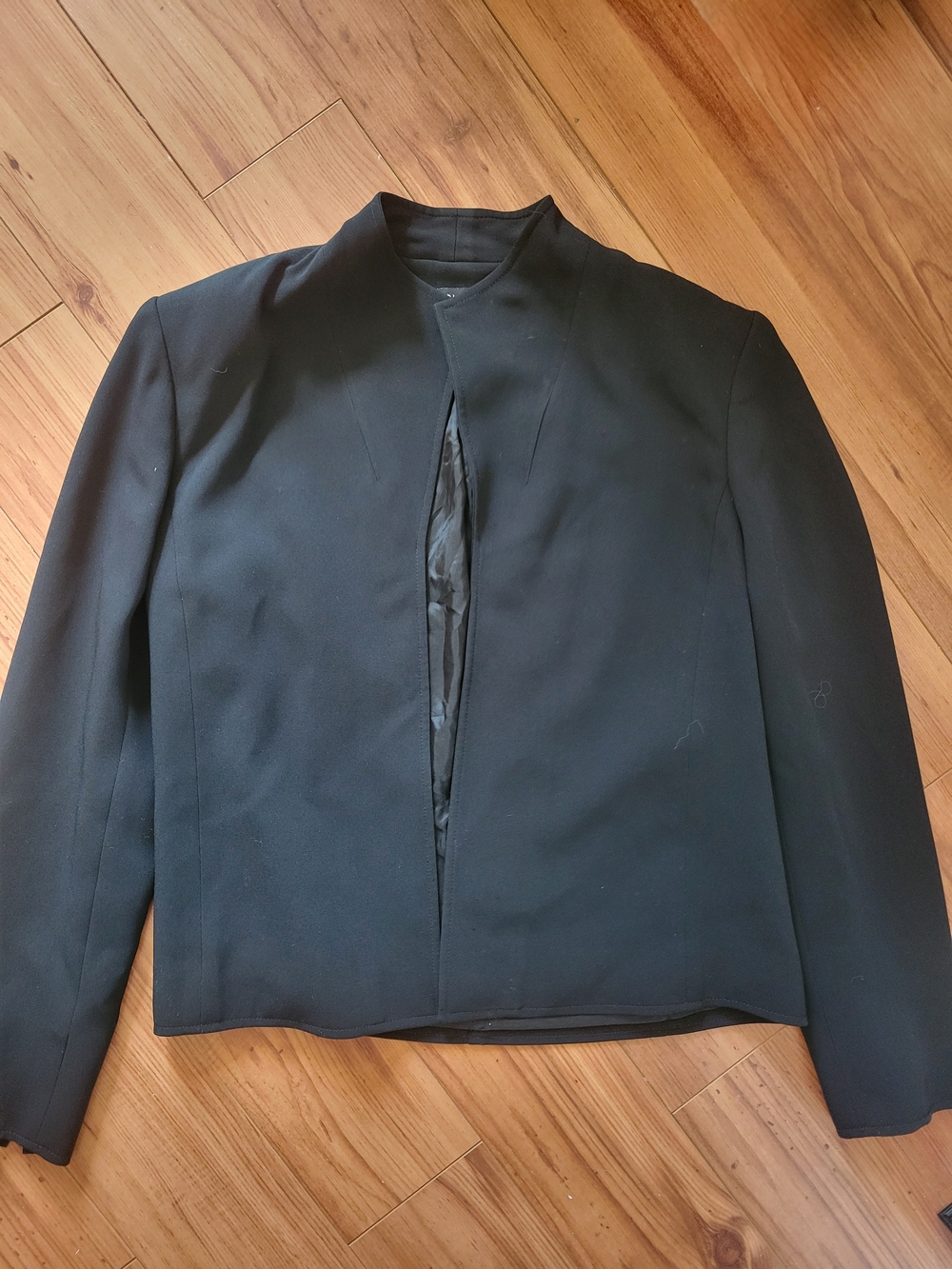 Women's Black Collarless Blazer Jacket